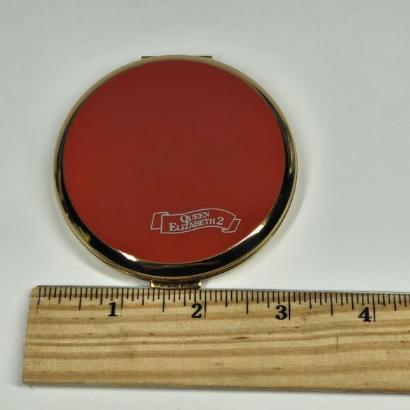 RMS Queen Elizabeth 2 Compact Purse Mirror Vintage w/Box QE2 Stratton - Picture 4 of 9